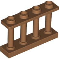 Fence Spindled 1 x 4 x 2 [4 Top Studs] in Medium Nougat