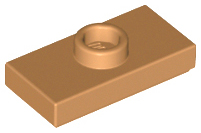Plate Special 1 x 2 with 1 Stud with Groove and Inside Stud Holder (Jumper) in Medium Nougat