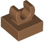 Tile Special 1 x 1 with Clip with Rounded Edges in Medium Nougat