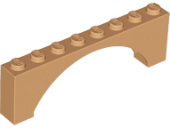 Brick Arch 1 x 8 x 2 Raised in Medium Nougat