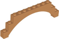 Brick Arch 1 x 12 x 3 Raised Arch with 5 Cross Supports in Medium Nougat