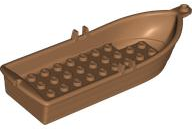 Boat / Rowing Boat 14 x 5 x 2 with Oarlocks [No Hollow Inside Studs] in Medium Nougat