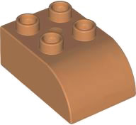 Duplo Brick 2 x 3 with Curved Top in Medium Nougat