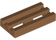Tile Special 1 x 2 Grille with Bottom Groove in Medium Nougat