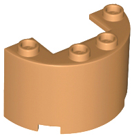 Cylinder Half 2 x 4 x 2 with 1 x 2 Cutout in Medium Nougat