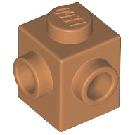 Brick Special 1 x 1 with Studs on 2 Adjacent Sides in Medium Nougat