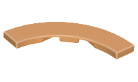 Tile 4 x 4 Curved, Macaroni in Medium Nougat
