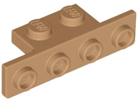 Bracket 1 x 2 - 1 x 4 [Rounded Corners at Bottom, Square Corners at Top] in Medium Nougat