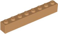 Brick 1 x 8 in Medium Nougat