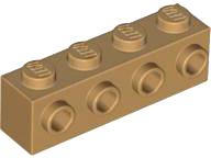 Brick Special 1 x 4 with 4 Studs on One Side in Medium Nougat