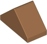 Brick Sloped 45° 2 x 1 Double with Inside Stud Holder in Medium Nougat