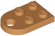 Plate Special 3 x 2 with Rounded End, Hole in Medium Nougat