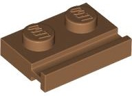 Plate Special 1 x 2 with Door Rail in Medium Nougat