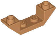 Brick Sloped Inverted 45° 4 x 1 Double with 1 x 2 Recessed in Medium Nougat