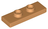 Plate Special 1 x 3 with 2 Studs with Groove and Inside Stud Holder (Jumper) in Medium Nougat