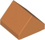 Brick Sloped Double 45° 1 x 1 in Medium Nougat