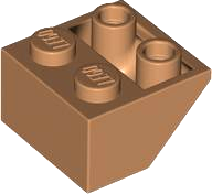 Brick Sloped Inverted 45° 2 x 2 [Ovoid Bottom Pin, Bar-sized Stud Holes] in Medium Nougat