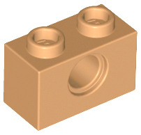 Technic Brick 1 x 2 [1 Pin Hole] in Medium Nougat