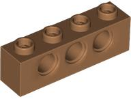 Technic Brick 1 x 4 [3 Pin Holes] in Medium Nougat