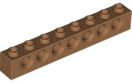 Technic Brick 1 x 8 [7 Pin Holes] in Medium Nougat