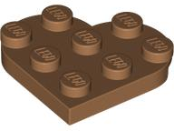 Plate Angled 3 x 3 with Heart Shape in Medium Nougat
