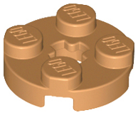 Plate Round 2 x 2 with Axle Hole Type 1 (+ Opening) in Medium Nougat