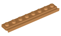 Plate Special 1 x 8 with Door Rail in Medium Nougat