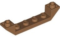 Brick Sloped Inverted 45° 6 x 1 Double with 1 x 4 Recessed in Medium Nougat