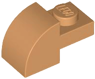 Brick Curved 1 x 2 x 1 with Curved Top in Medium Nougat
