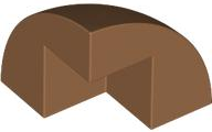 Brick Round Corner, Curved 2 x 2 x 1 2/3 Quarter Dome with 1 Cutout in Medium Nougat