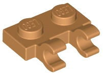 Plate Special 1 x 2 with Clips Horizontal [Open O Clips] in Medium Nougat