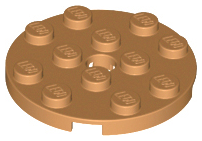 Plate Round 4 x 4 with Pin Hole in Medium Nougat