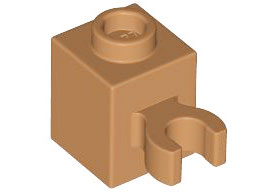 Brick Special 1 x 1 with Clip Vertical [Open O Clip, Hollow Stud] in Medium Nougat