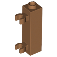 Brick Special 1 x 1 x 3 with 2 Clips Vertical [Hollow Stud, Open O Clips] in Medium Nougat