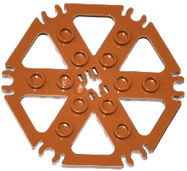 Technic Plate Rotor 6 Blade with Clip Ends Connected [aka Water Wheel] - Hollow Studs in Medium Nougat