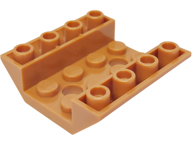 Brick Sloped Inverted 45° 4 x 4 Double with 4 x 2 Recessed, 2 Holes in Medium Nougat