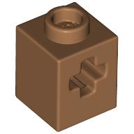 Technic Brick 1 x 1 with Axle Hole in Medium Nougat