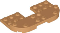 Plate Round Corners Double 4 x 8 with 2 x 2 Cutout and 2 x 8 Raised Studs, Reduces Nubs in Medium Nougat