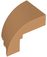 Brick Wedged, Curved 3 x 2 x 1 2/3 with Stud Notch Right in Medium Nougat