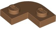 Plate Round Corner 2 x 2 with 1 x 1 Cutout in Medium Nougat