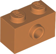 Brick Special 1 x 2 with 1 Center Stud on 1 Side, Bottom Stud Holder in Medium Nougat