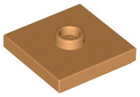 Plate Special 2 x 2 with Groove and Center Stud (Jumper) in Medium Nougat