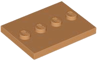 Plate Special 3 x 4 with 1 x 4 Center Studs [Plain] in Medium Nougat