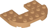 Plate Round Corners Double 4 x 6 with 2 x 2 Cutout and 2 x 6 Raised Studs in Medium Nougat