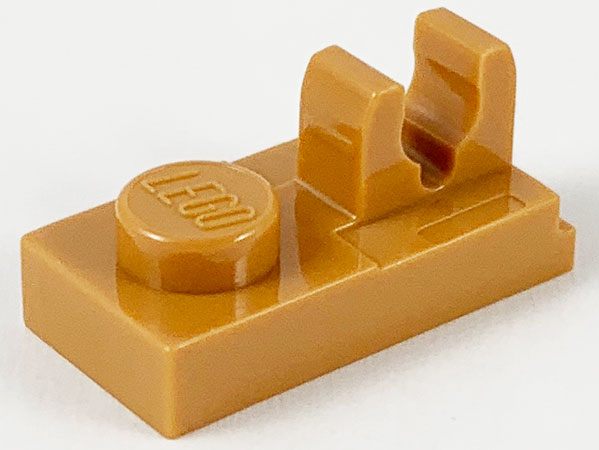 Plate Special 1 x 2, Top Clip [Split] in Medium Nougat