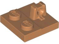 Hinge Plate 2 x 2 Locking with 1 Finger on Top in Medium Nougat