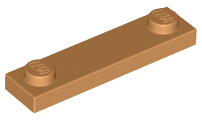 Plate Special 1 x 4 with 2 Studs, 3 Bottom Tubes in Medium Nougat