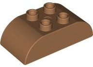 Duplo Brick 2 x 4 Curved Top in Medium Nougat