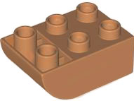 Duplo Brick 2 x 3 with Curved Bottom in Medium Nougat