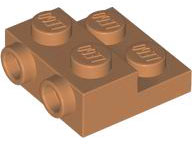 Plate Special 2 x 2 x 2/3 with Two Studs On Side and Two Raised [Solid Anti-stud] in Medium Nougat